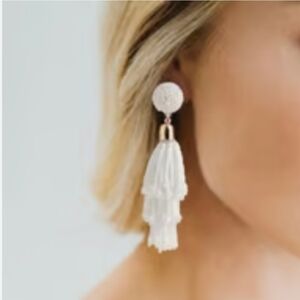 FREE Shipping Panacea White Beaded Tassel Earrings